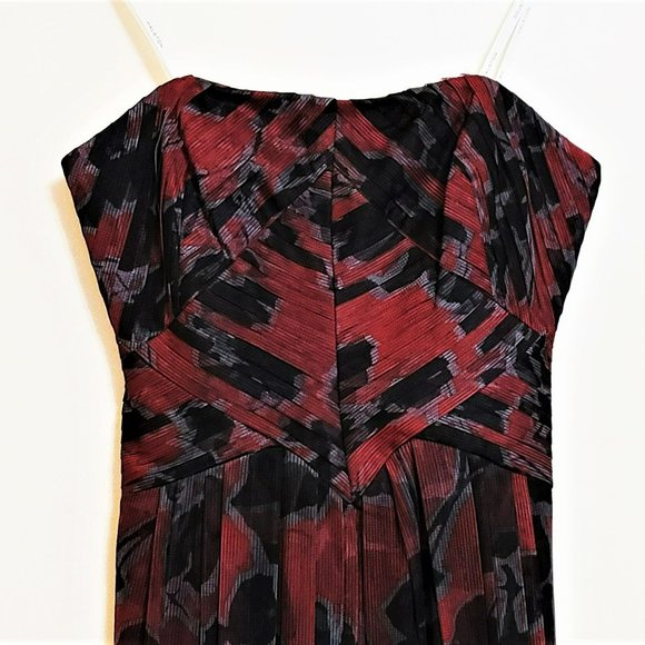 NWT Halston Strapless Floral Print Pleated Gown Maxi Dress - Picture 6 of 7